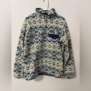 Patagonia Synchilla Geometric Fleece, Blue and Brown, Size Large Great Condition
